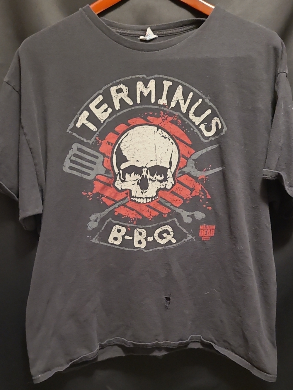 The Walking Dead Terminus BBQ Bar-B-Que Black T-shirt  DISTRESSED